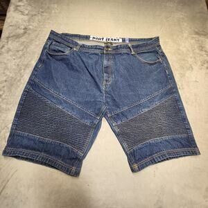 NOIZ JEANS Shorts Mens 50 Blue Denim Biker Relaxed Fit Pockets